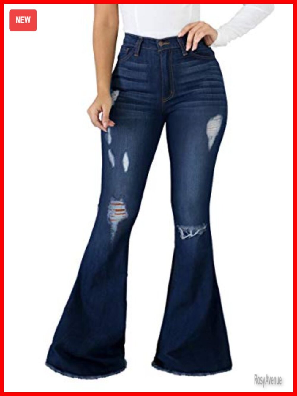 High Waist Flared Bell Bottom Jeans with Pockets Skinny Bootcut Denim Pants